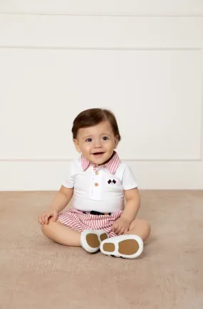2 Piece Boys S/S Polo Bodysuit & Shorts