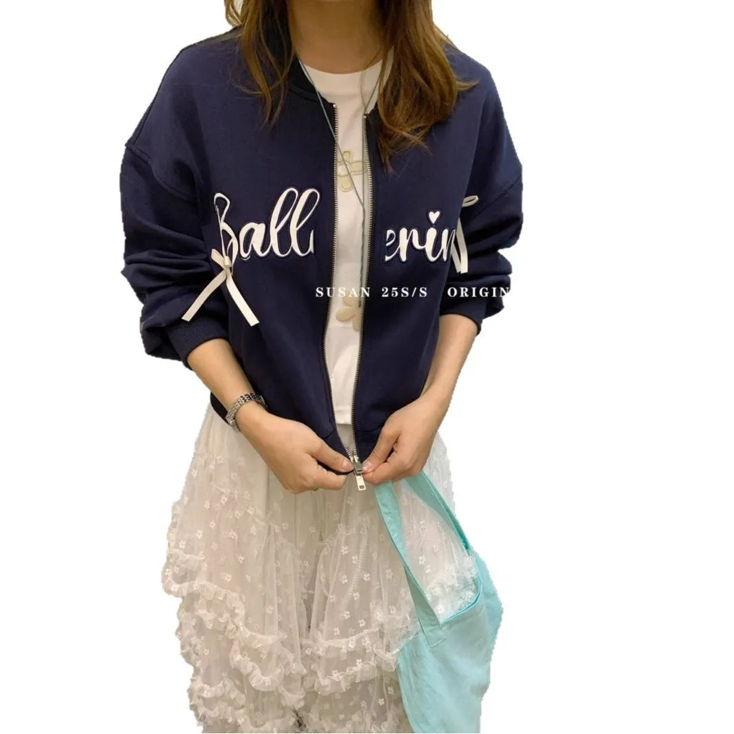 2025 SUSAN Korean Design Embroidery Baseball Short Coat  Age-Reducing, Cute & Versatile Sweatshirt Jacket for Women, LX09