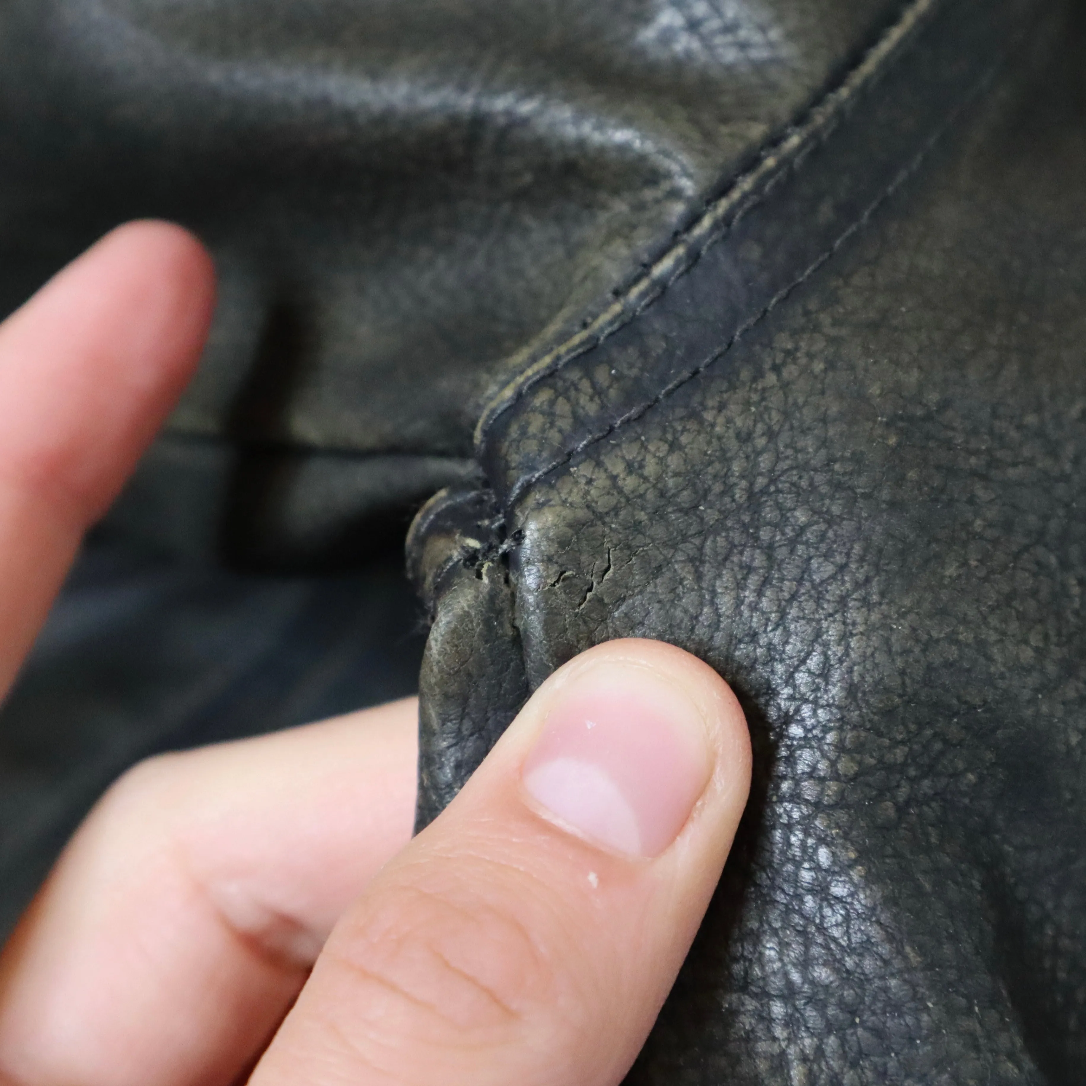 90s Faux Leather Cafe Racer Jacket (Large)