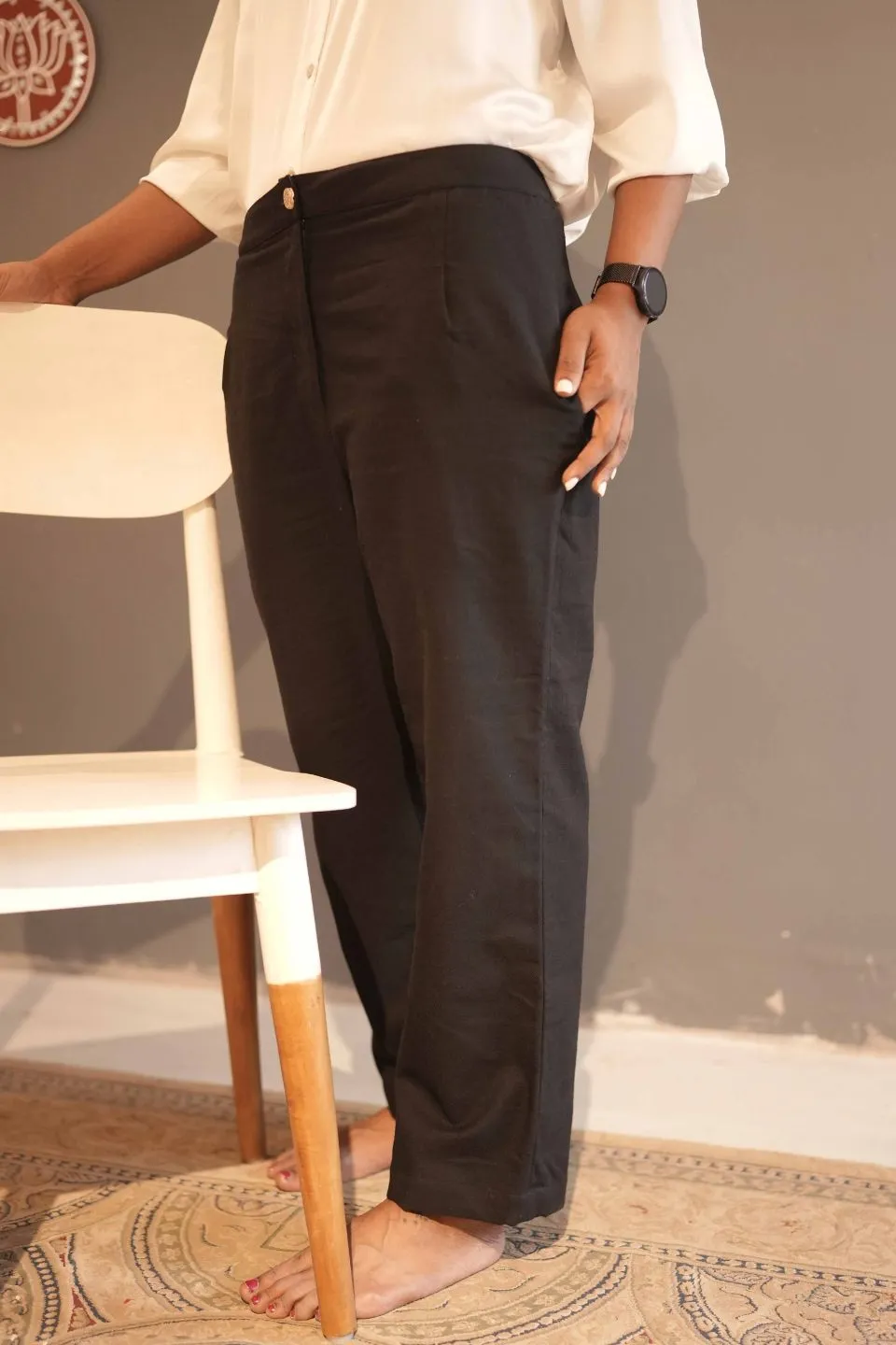 All-Day Black Cotton Pants