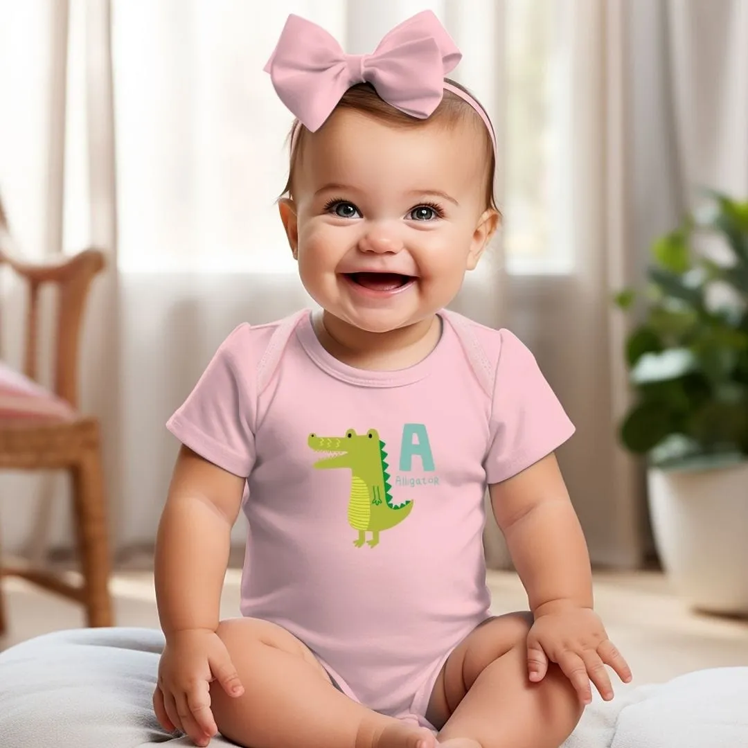Animal Alphabet - A for Alligator Baby Bodysuit - Unisex Graphic Bodysuit for Babies