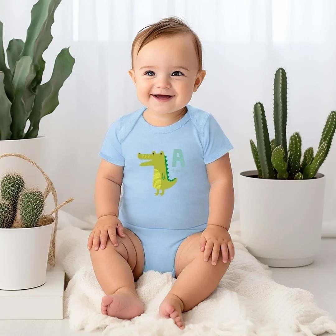 Animal Alphabet - A for Alligator Baby Bodysuit - Unisex Graphic Bodysuit for Babies
