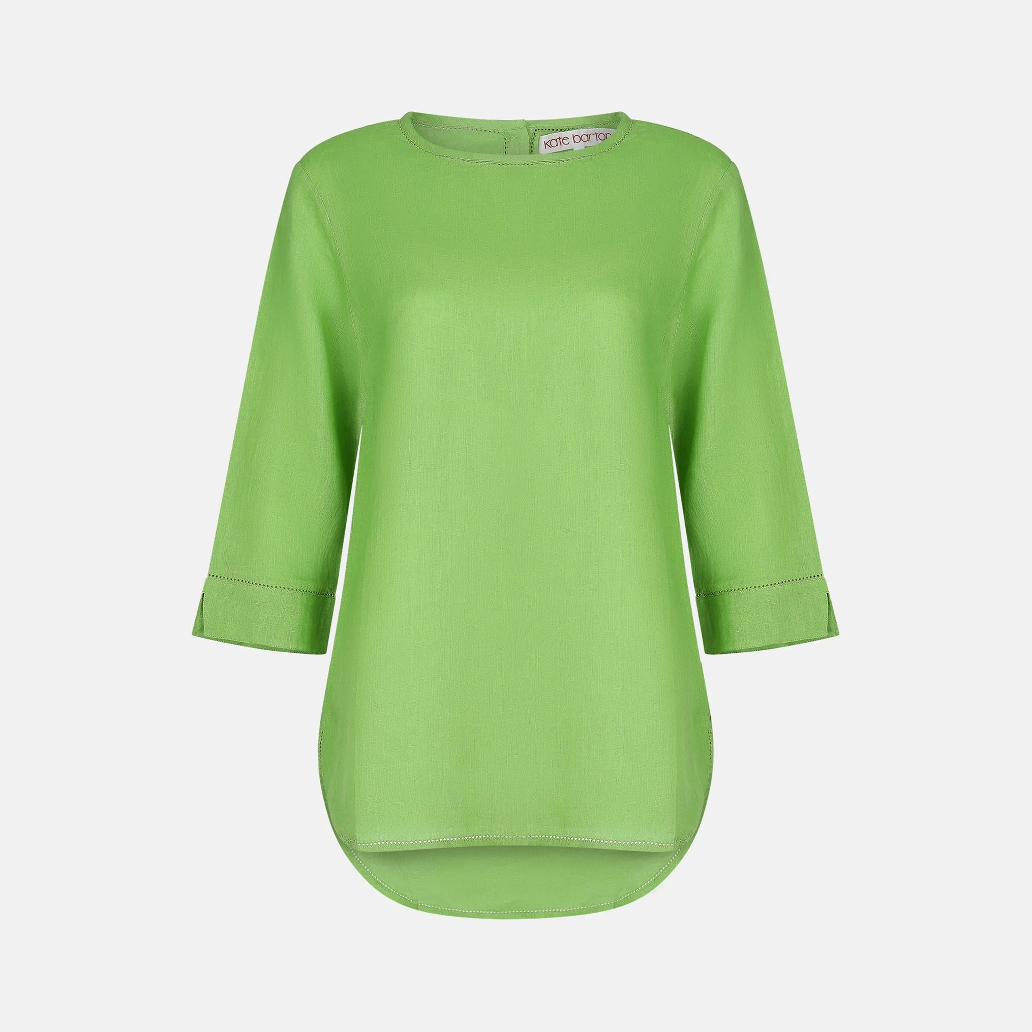 Archive Round Neck Linen Top with Ladder Detail