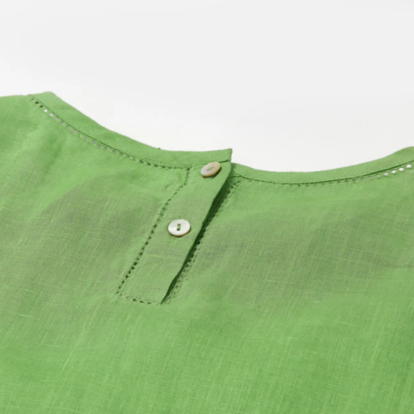 Archive Round Neck Linen Top with Ladder Detail