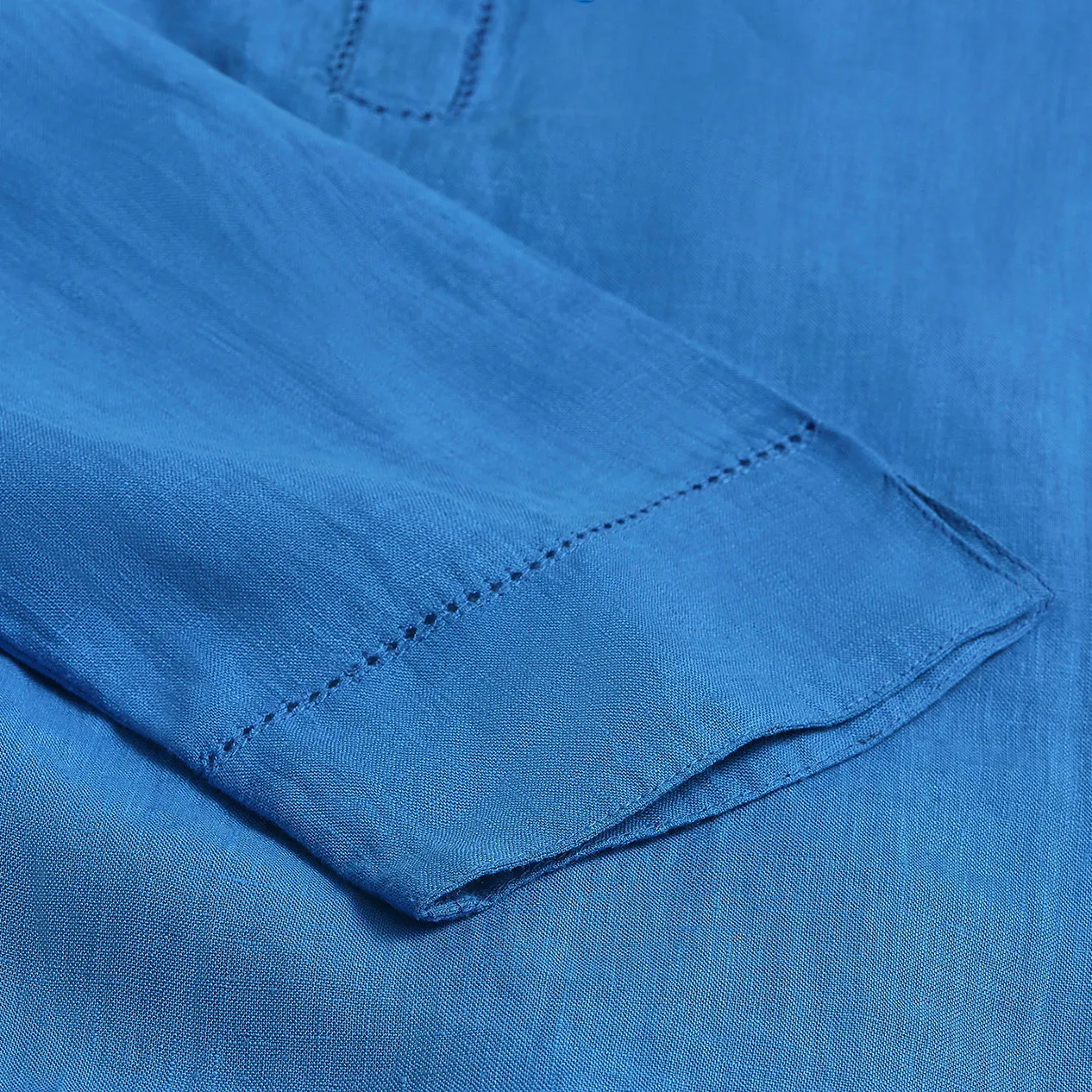 Archive Round Neck Linen Top with Ladder Detail
