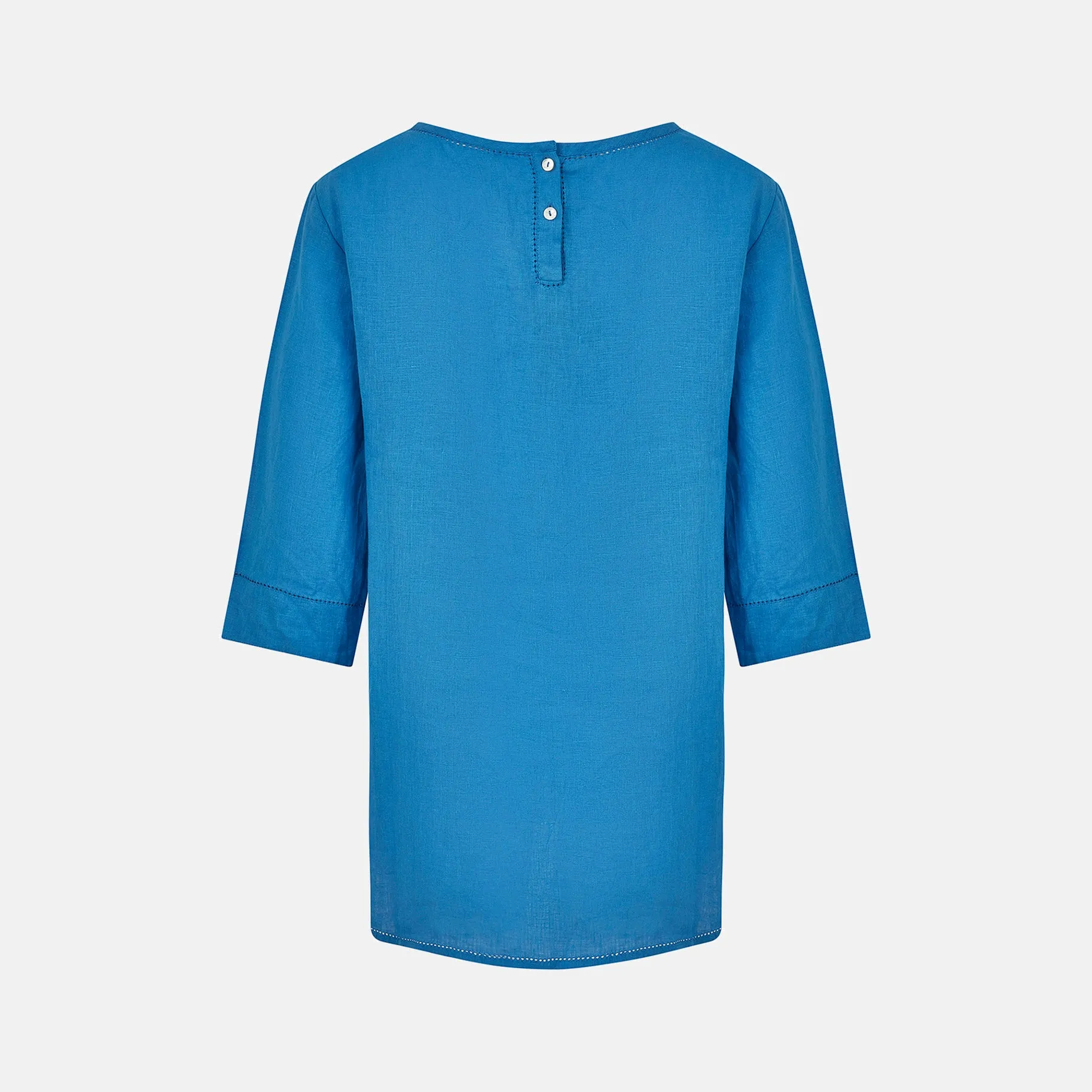 Archive Round Neck Linen Top with Ladder Detail