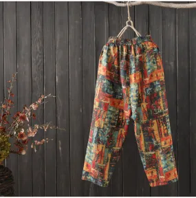 AUTUMN ORGANIC COTTON MIXED PRINT TROUSERS