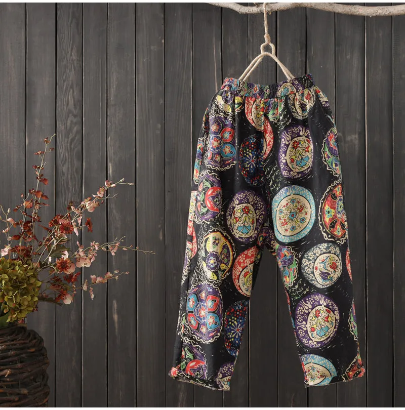 AUTUMN ORGANIC COTTON MIXED PRINT TROUSERS