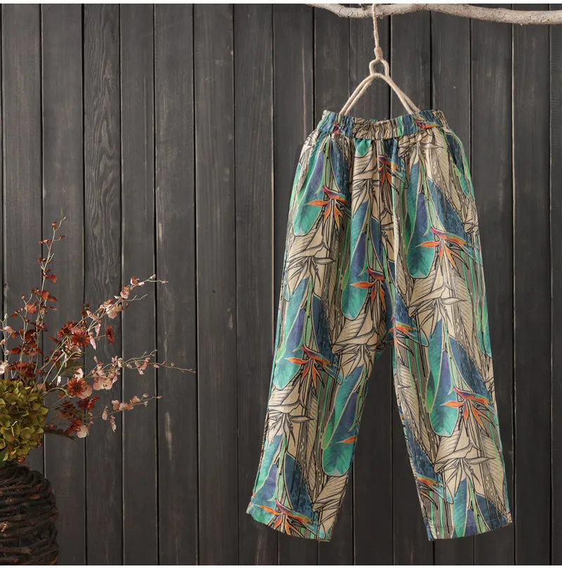 AUTUMN ORGANIC COTTON MIXED PRINT TROUSERS