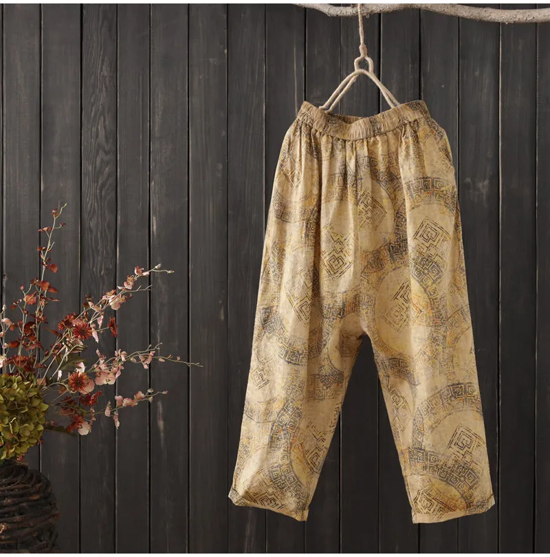 AUTUMN ORGANIC COTTON MIXED PRINT TROUSERS