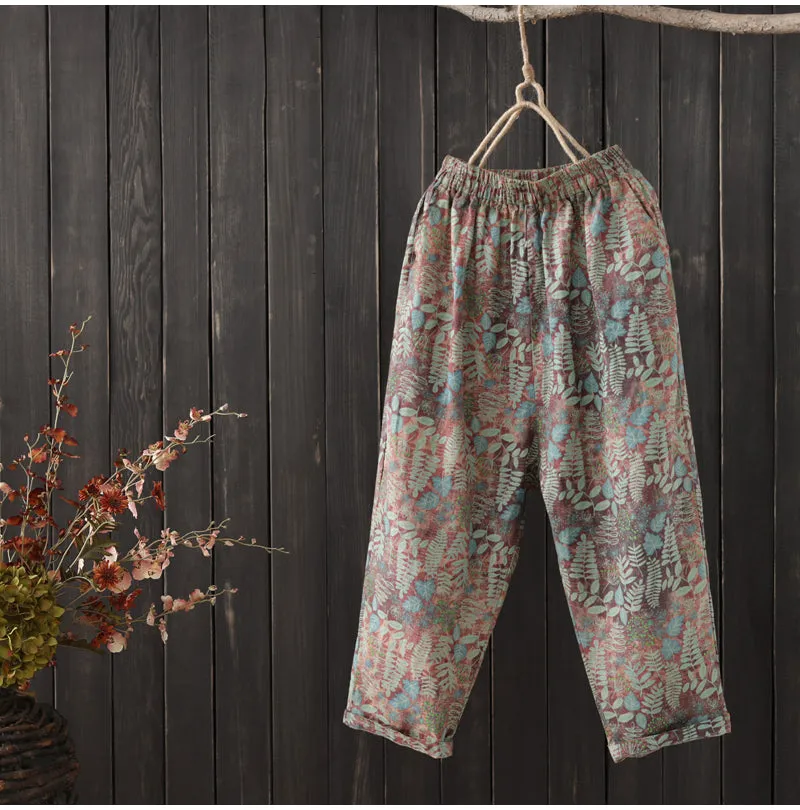 AUTUMN ORGANIC COTTON MIXED PRINT TROUSERS