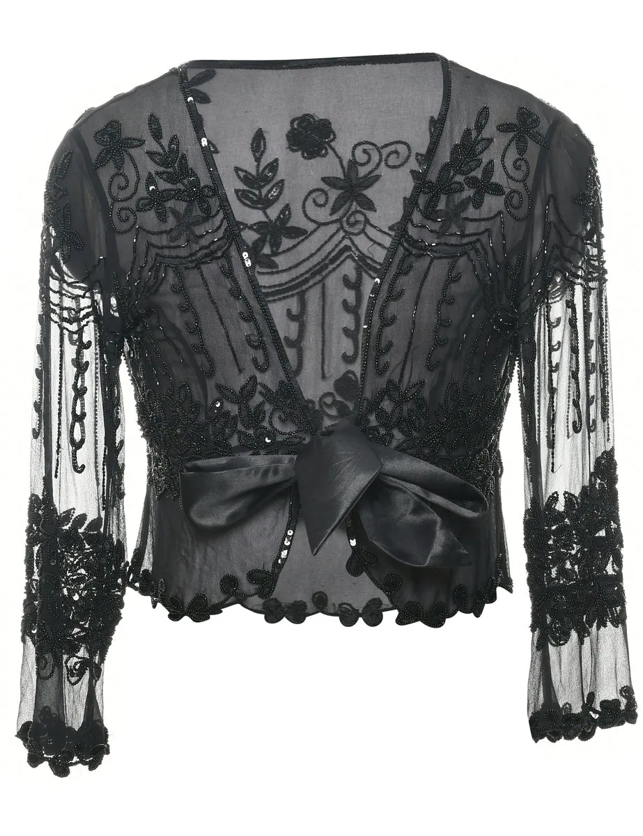 Beaded Cropped Jacket - XS