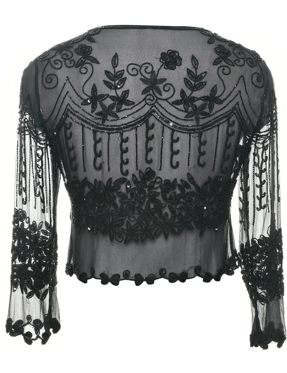 Beaded Cropped Jacket - XS
