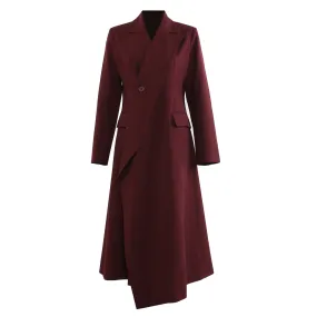 Beautiful Angola Red Collar Mid Length Trench Coat