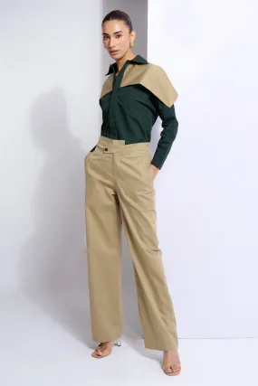 Beige Cotton Twill Trousers