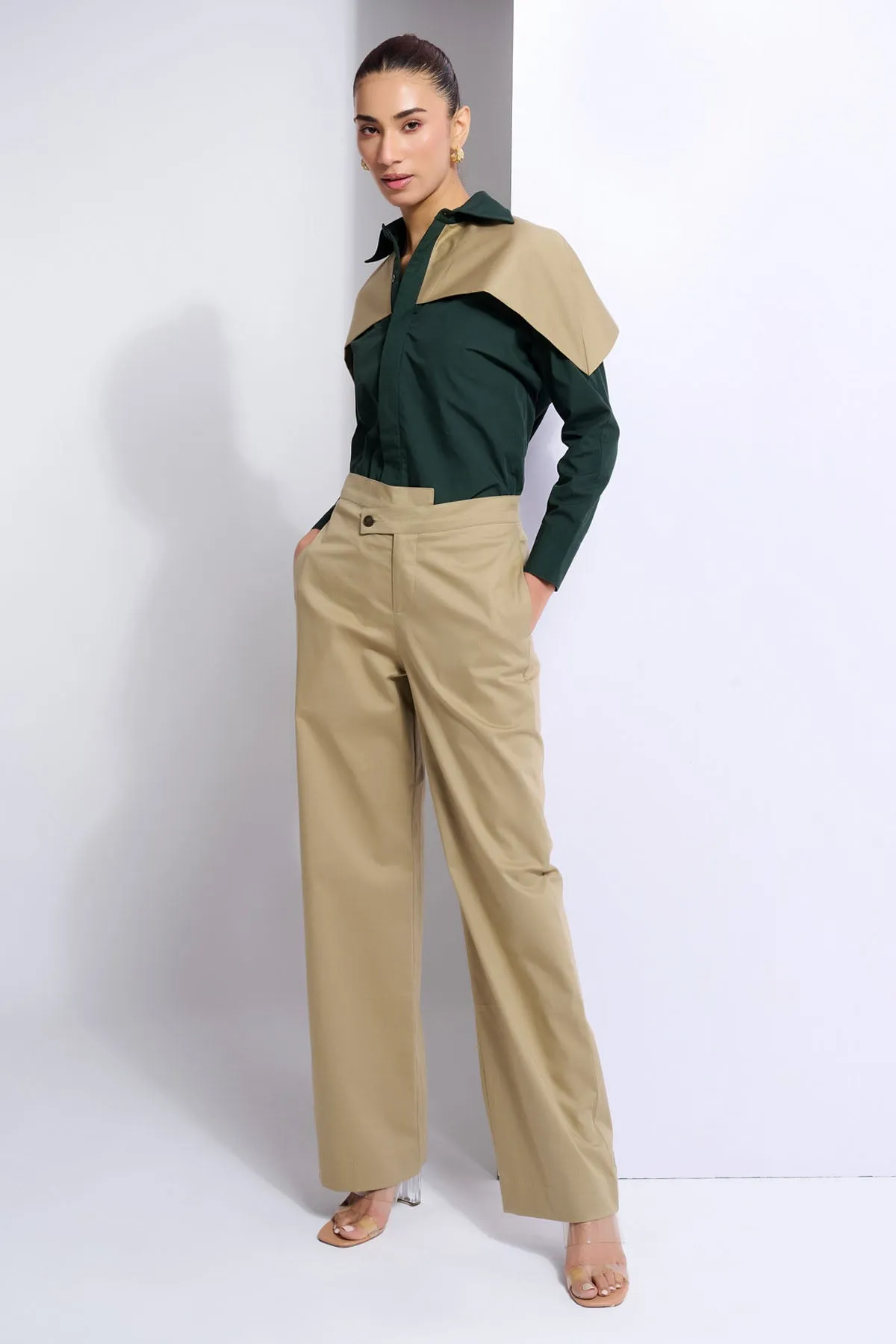 Beige Cotton Twill Trousers