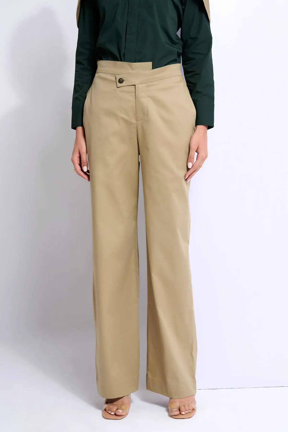 Beige Cotton Twill Trousers