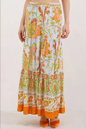 BGD Women Patterned Long Skirt - Orange - Avondale
