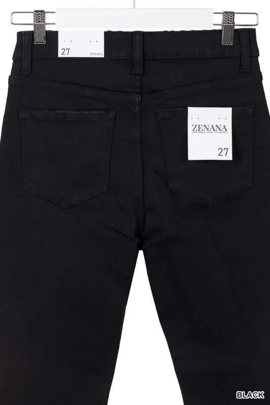Black Distressed Cropped Denim Jeans