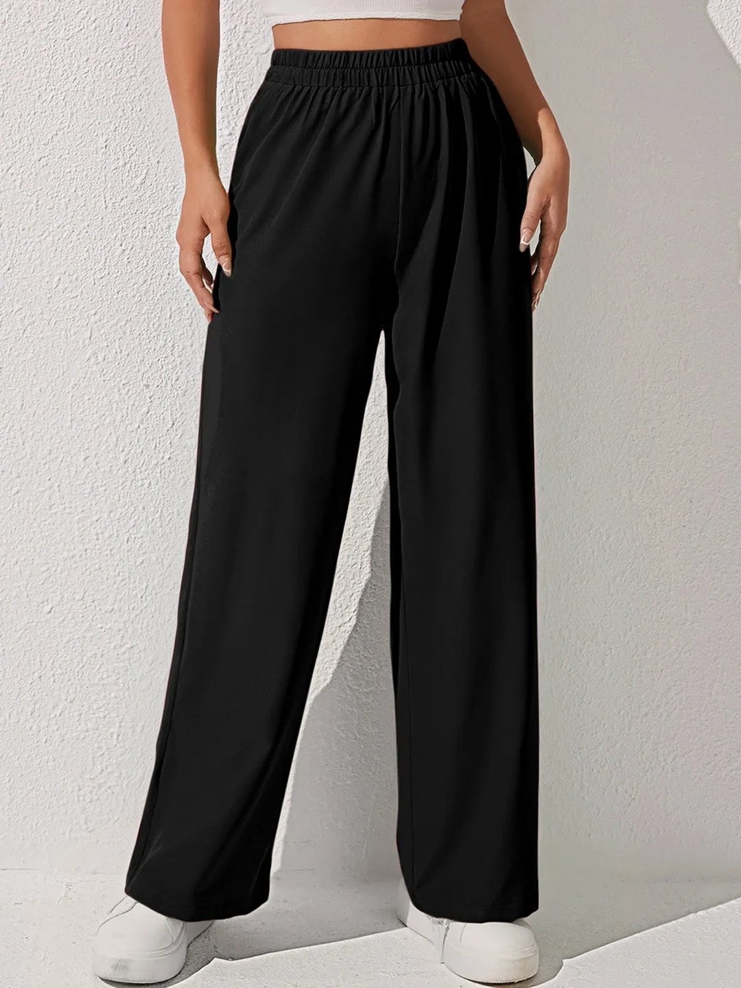 Black HighRise Knit Casual Trousers