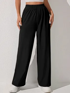 Black HighRise Knit Casual Trousers