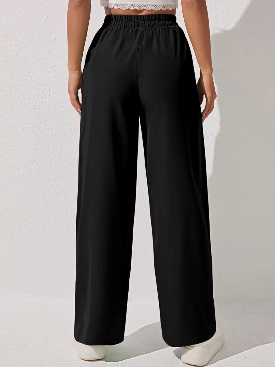 Black HighRise Knit Casual Trousers