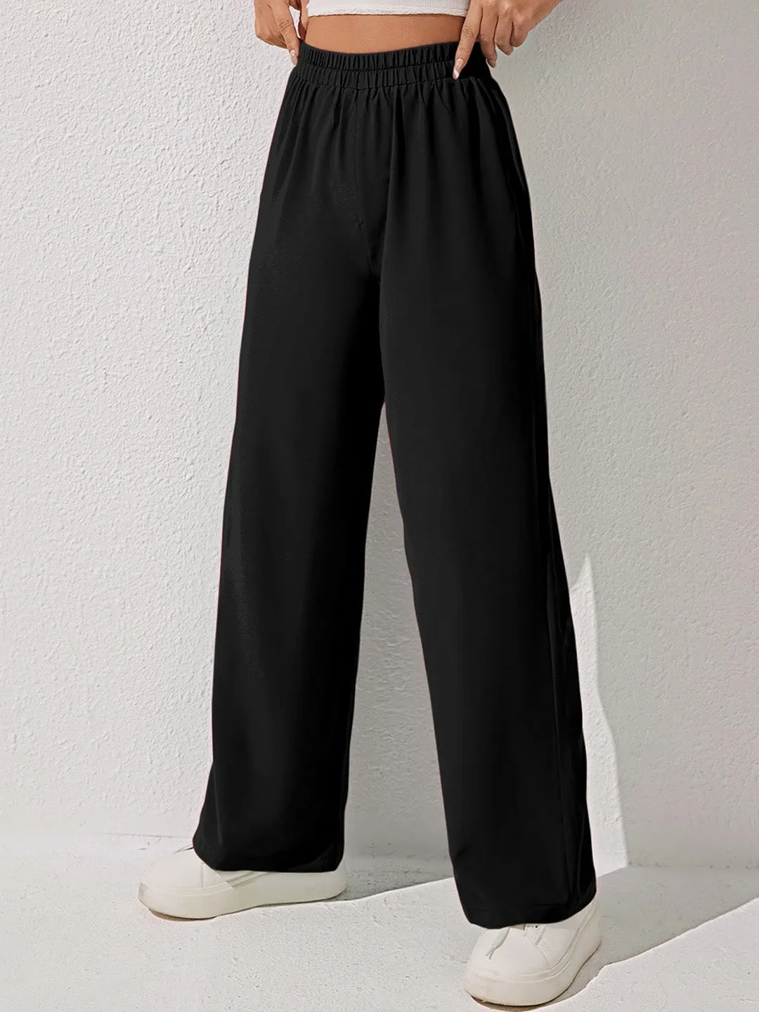 Black HighRise Knit Casual Trousers