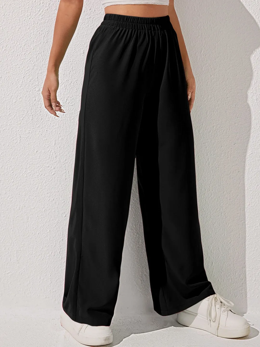 Black HighRise Knit Casual Trousers