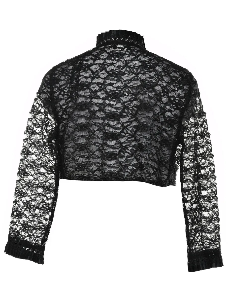 Black Lace Cropped Jacket - M