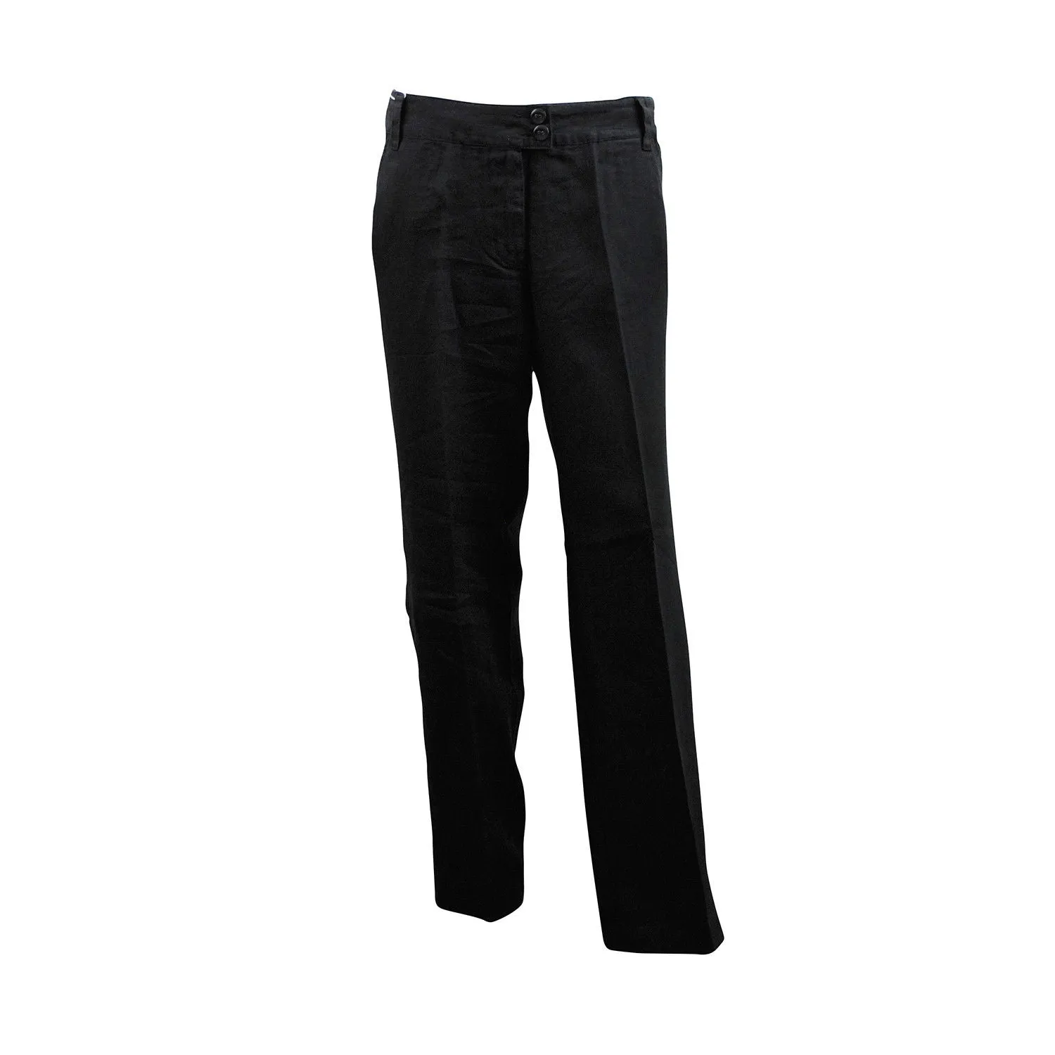 Black Linen High Rise Straight Leg Trousers