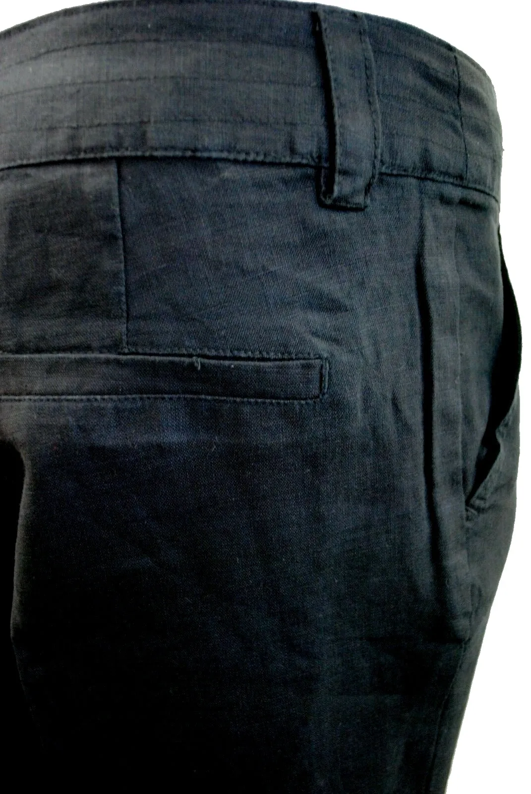 Black Linen High Rise Straight Leg Trousers