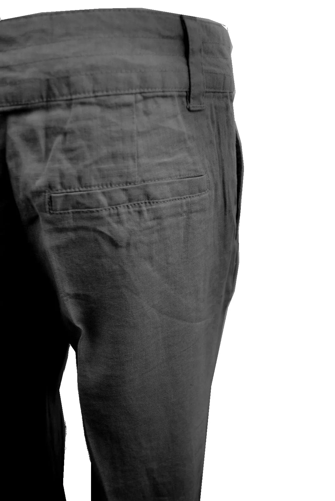 Black Linen High Rise Straight Leg Trousers