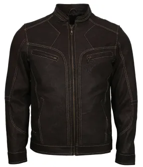 Black Nubuck Biker Leather Jacket