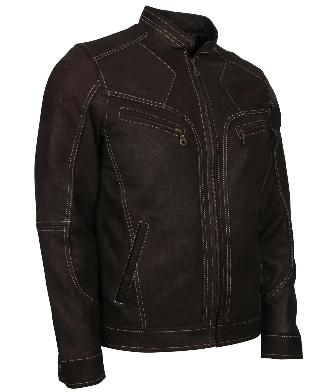 Black Nubuck Biker Leather Jacket