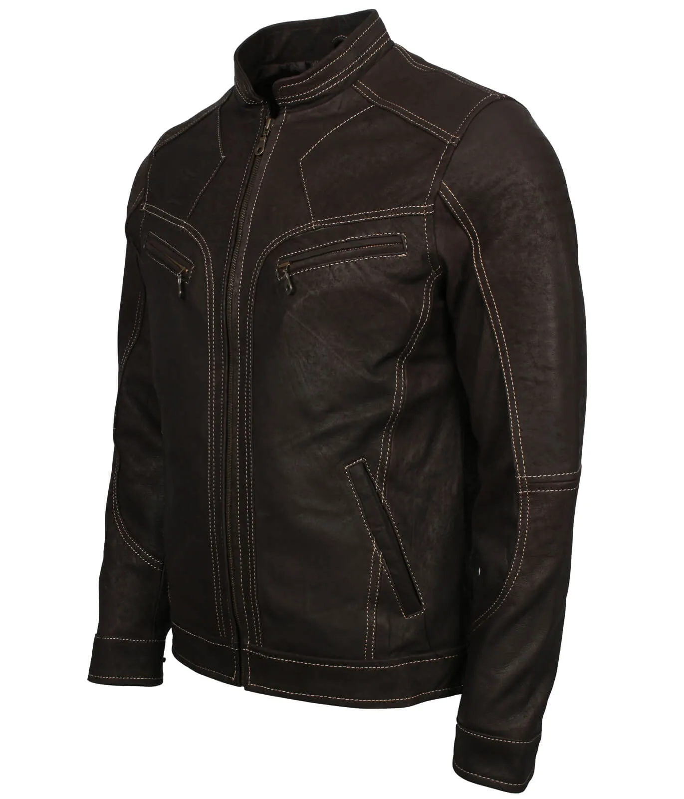 Black Nubuck Biker Leather Jacket