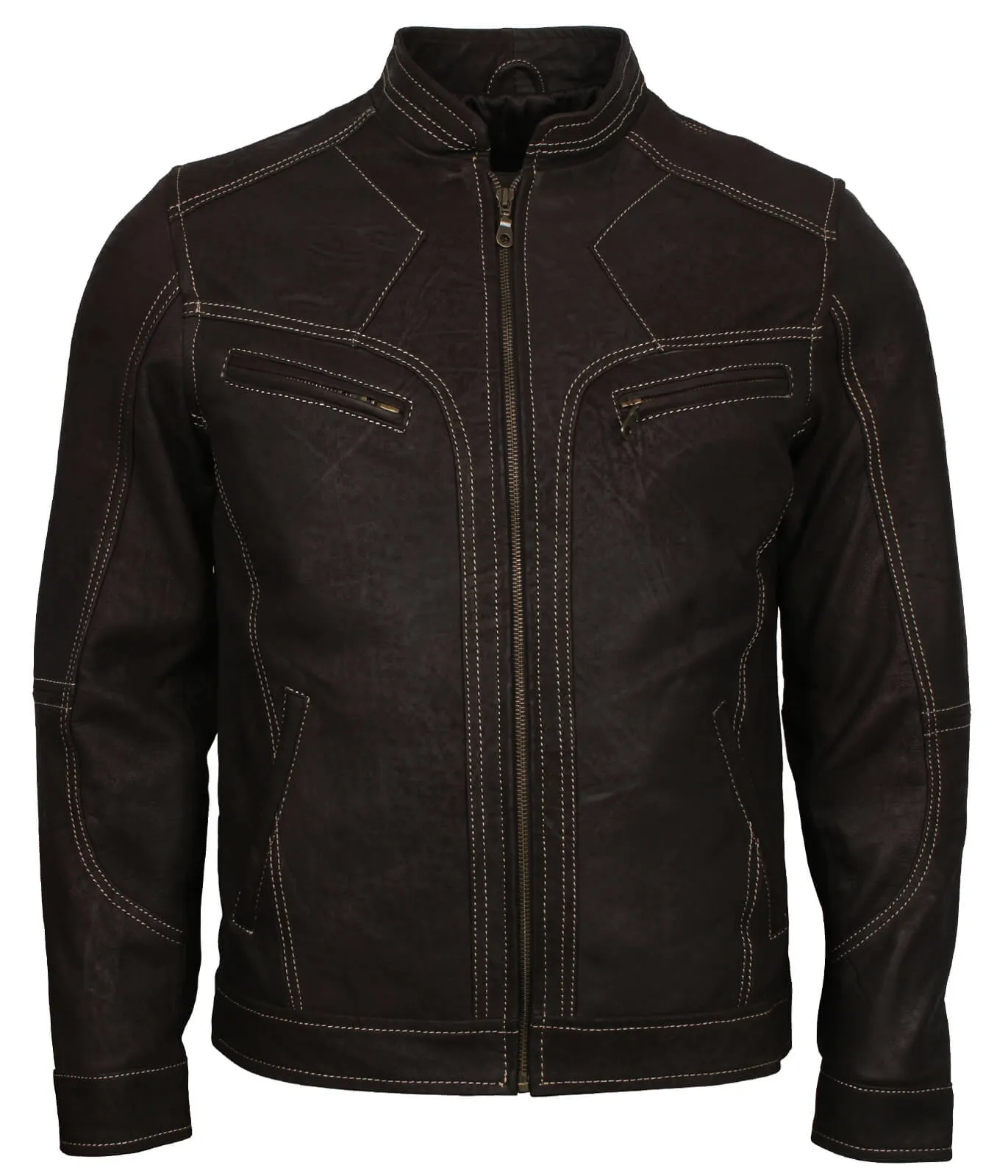 Black Nubuck Biker Leather Jacket