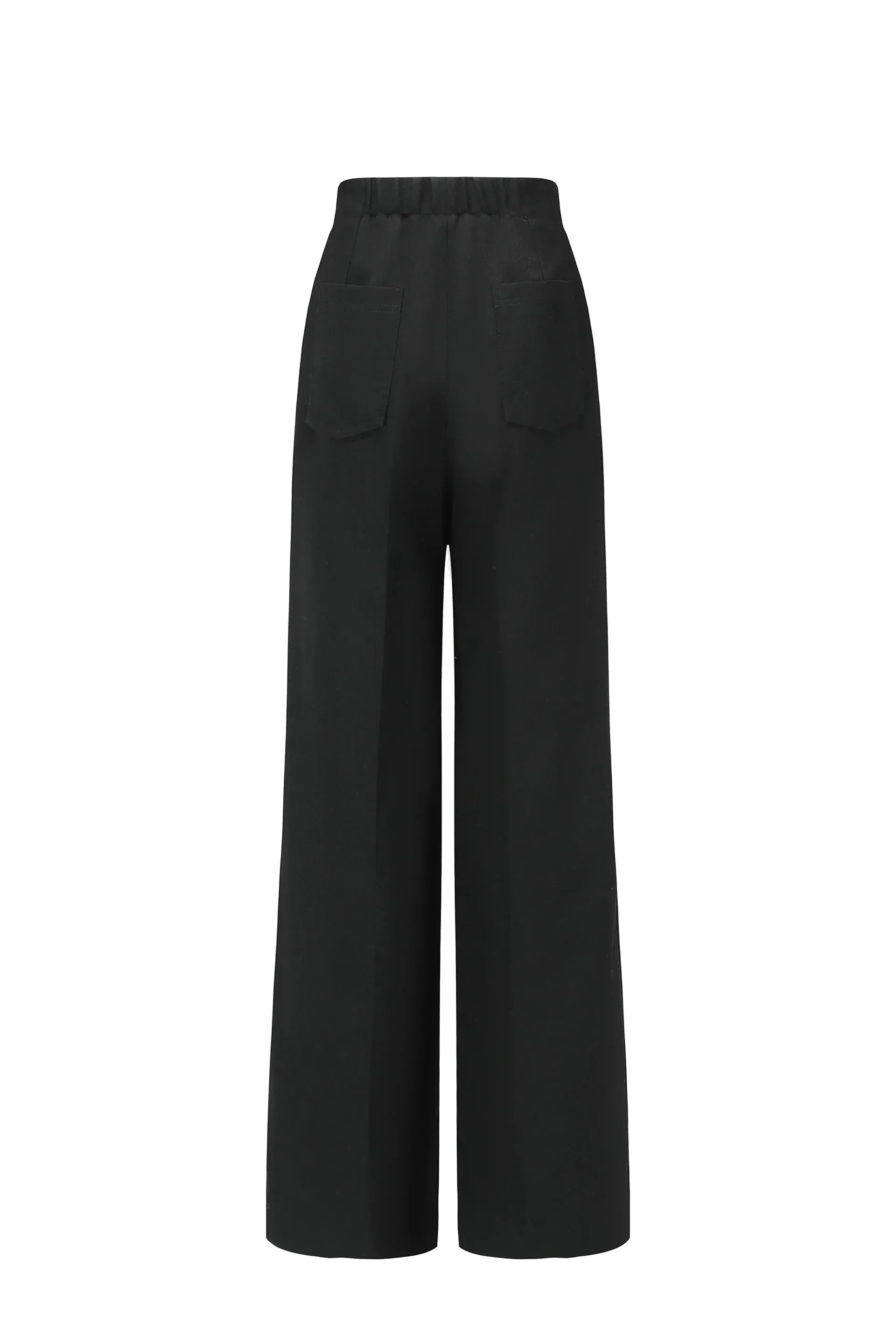 Black Wool Wide Leg Trousers