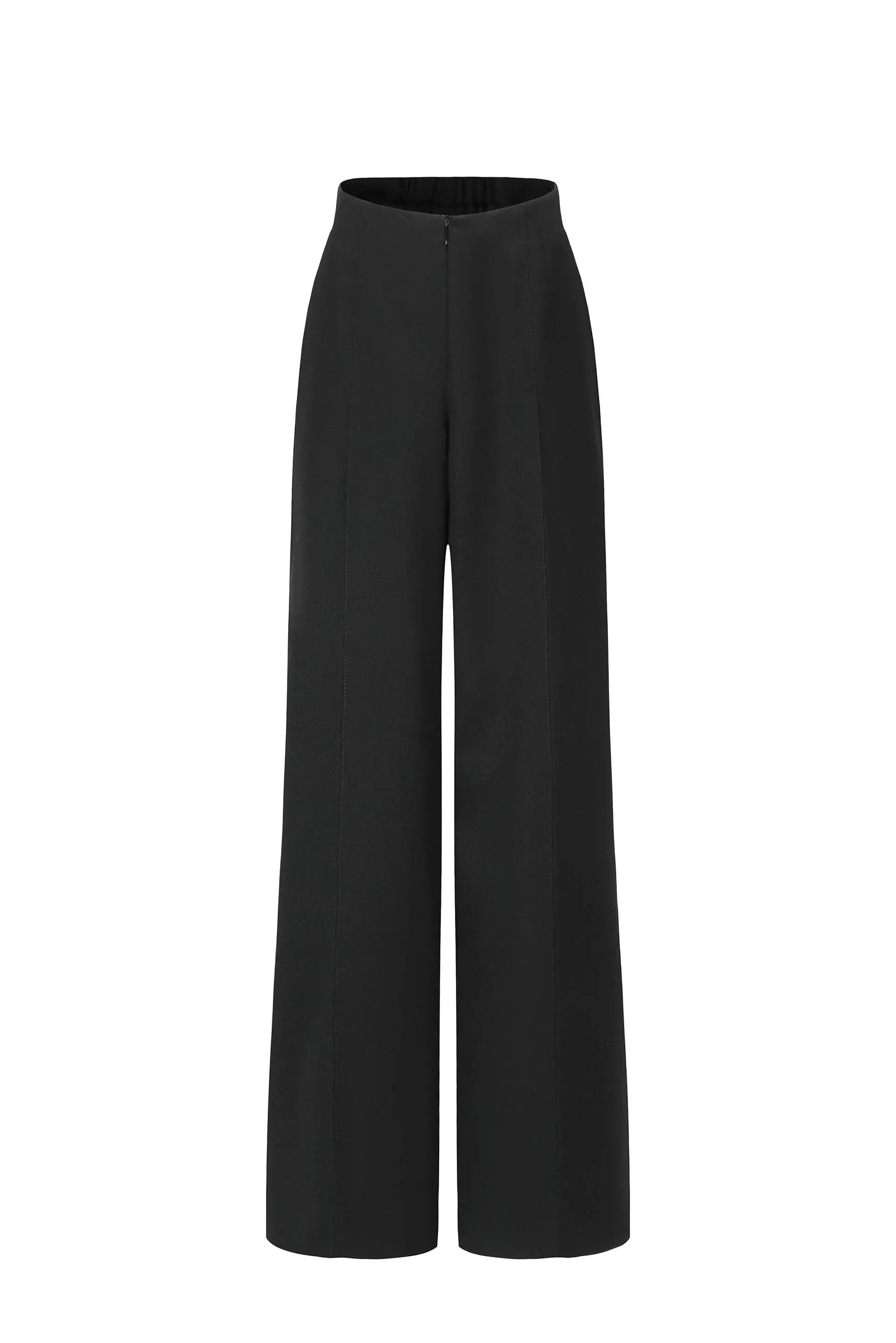 Black Wool Wide Leg Trousers