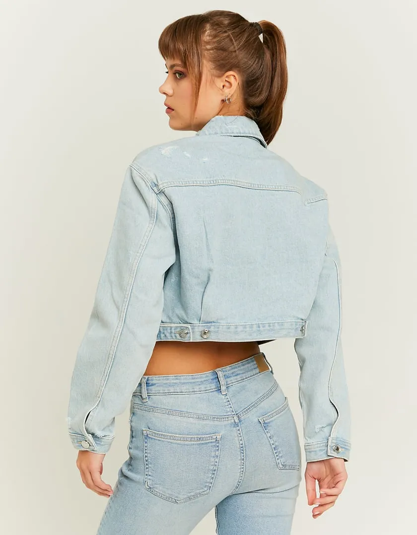 Blue Cropped Denim Jacket