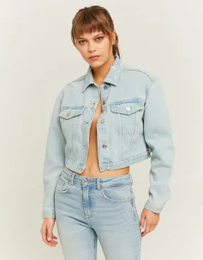 Blue Cropped Denim Jacket