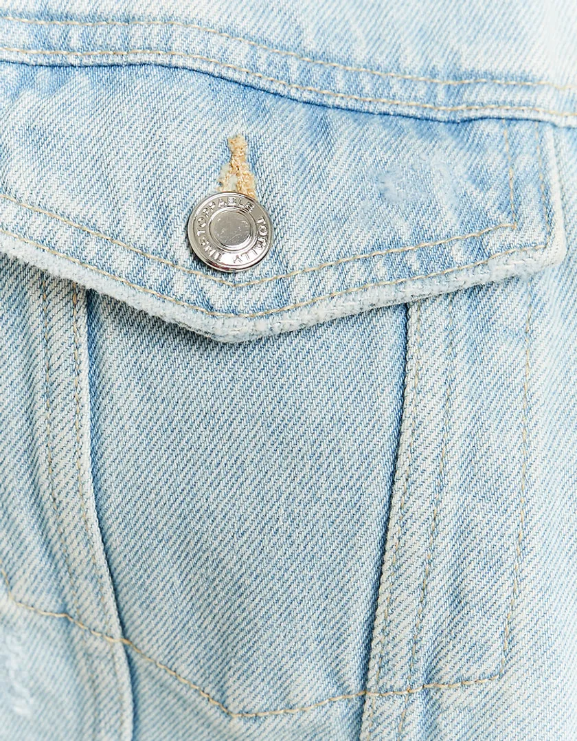 Blue Cropped Denim Jacket