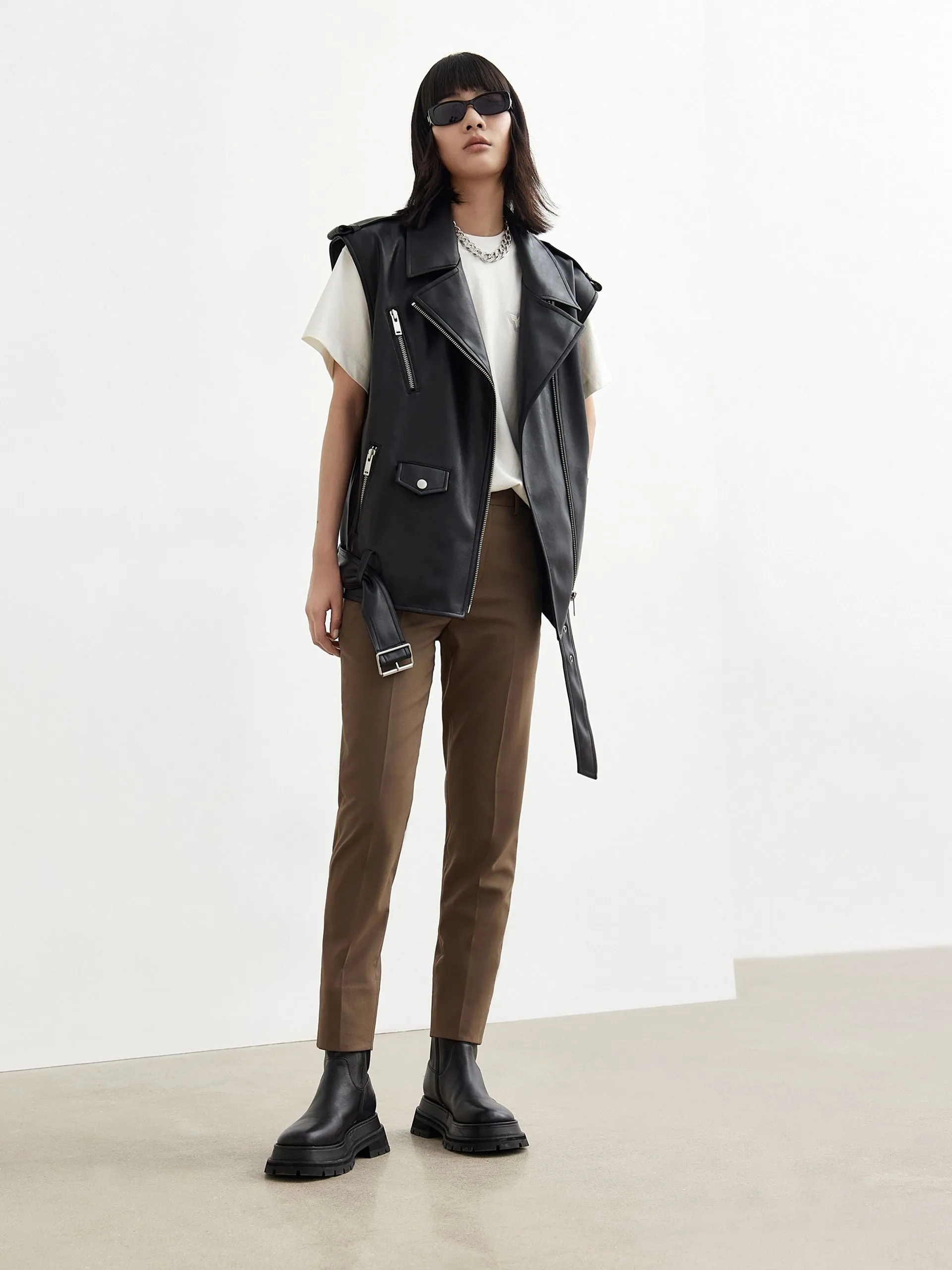 Contrasting Cuffed Back Trousers