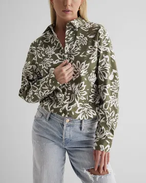 Cotton-Blend Floral Boyfriend Portofino Shirt in Print