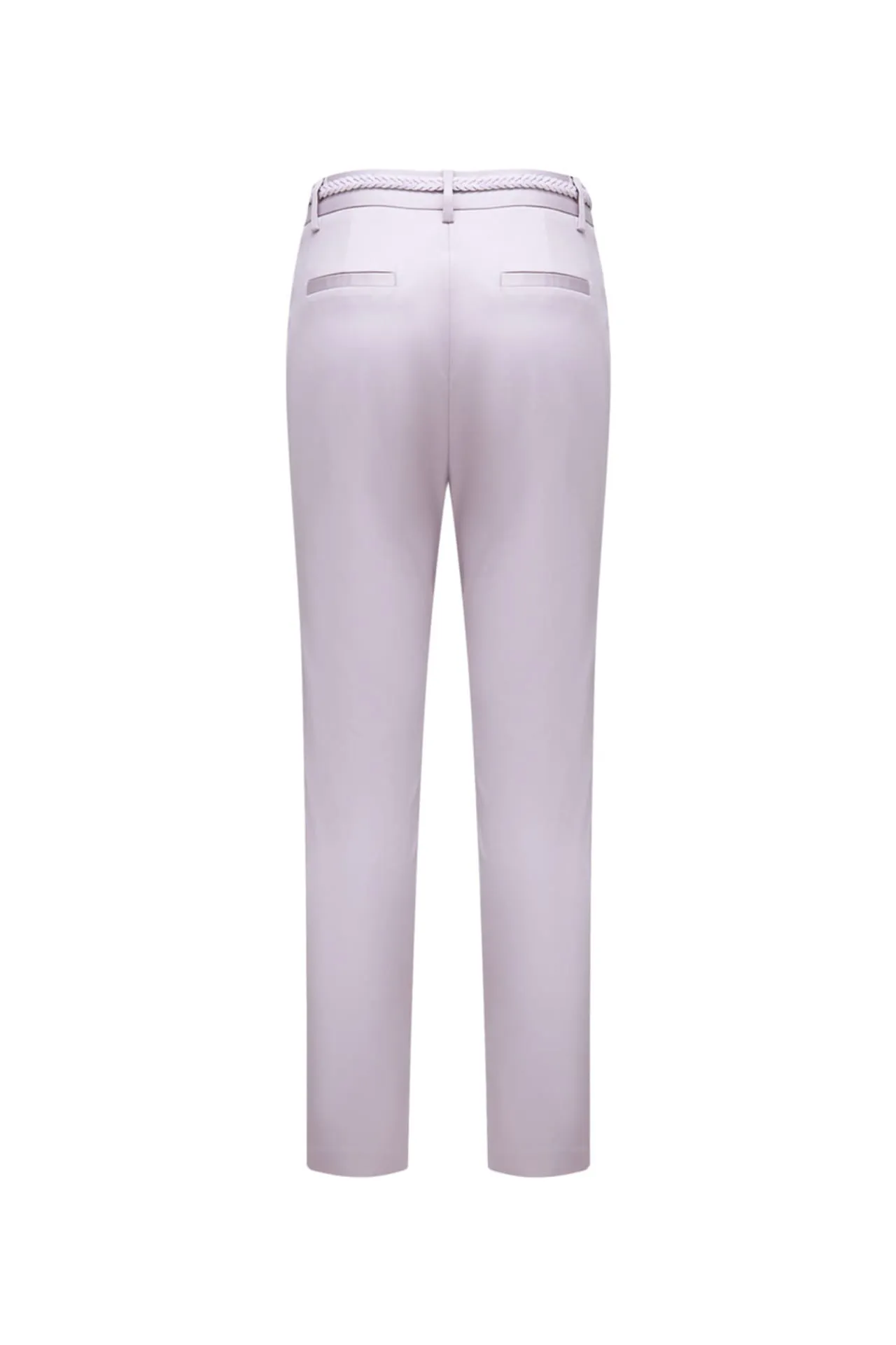 Cotton Blend Spandex Satin Ankle Skinny Pants With Belt