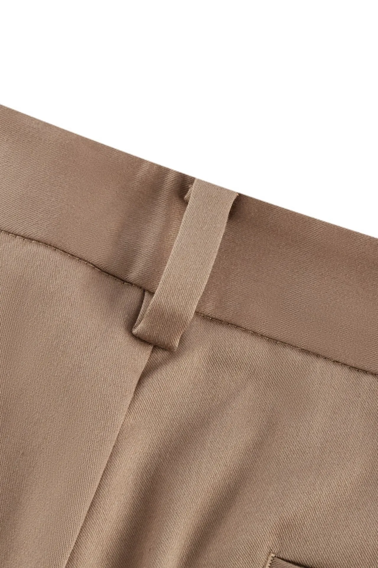 Cotton Blend Spandex Satin Ankle Skinny Pants With Belt