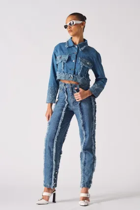 CROPPED DENIM JACKET - LIGHT BLUE