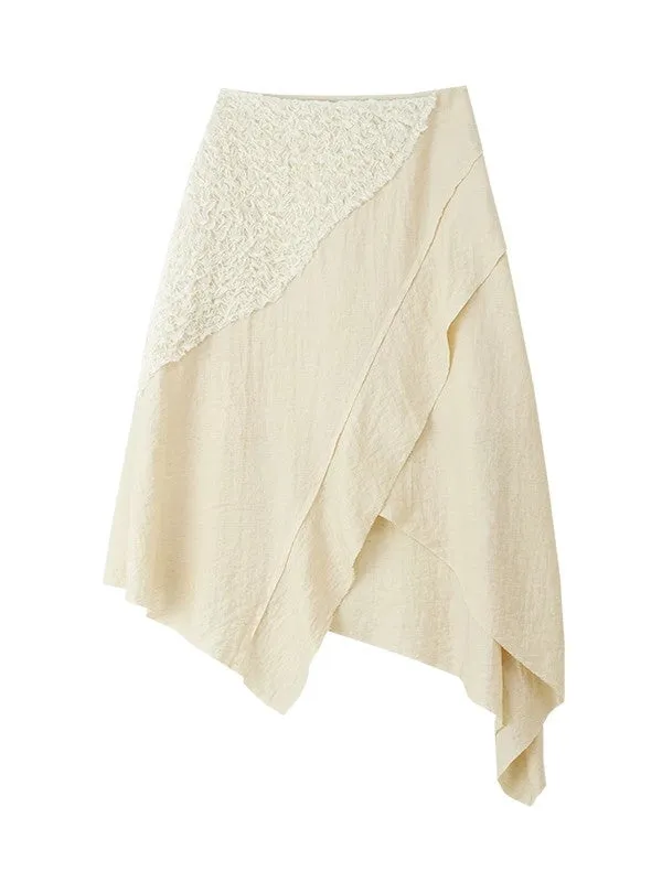 Crumply Asymmetry Nichi Long Natural Skirt