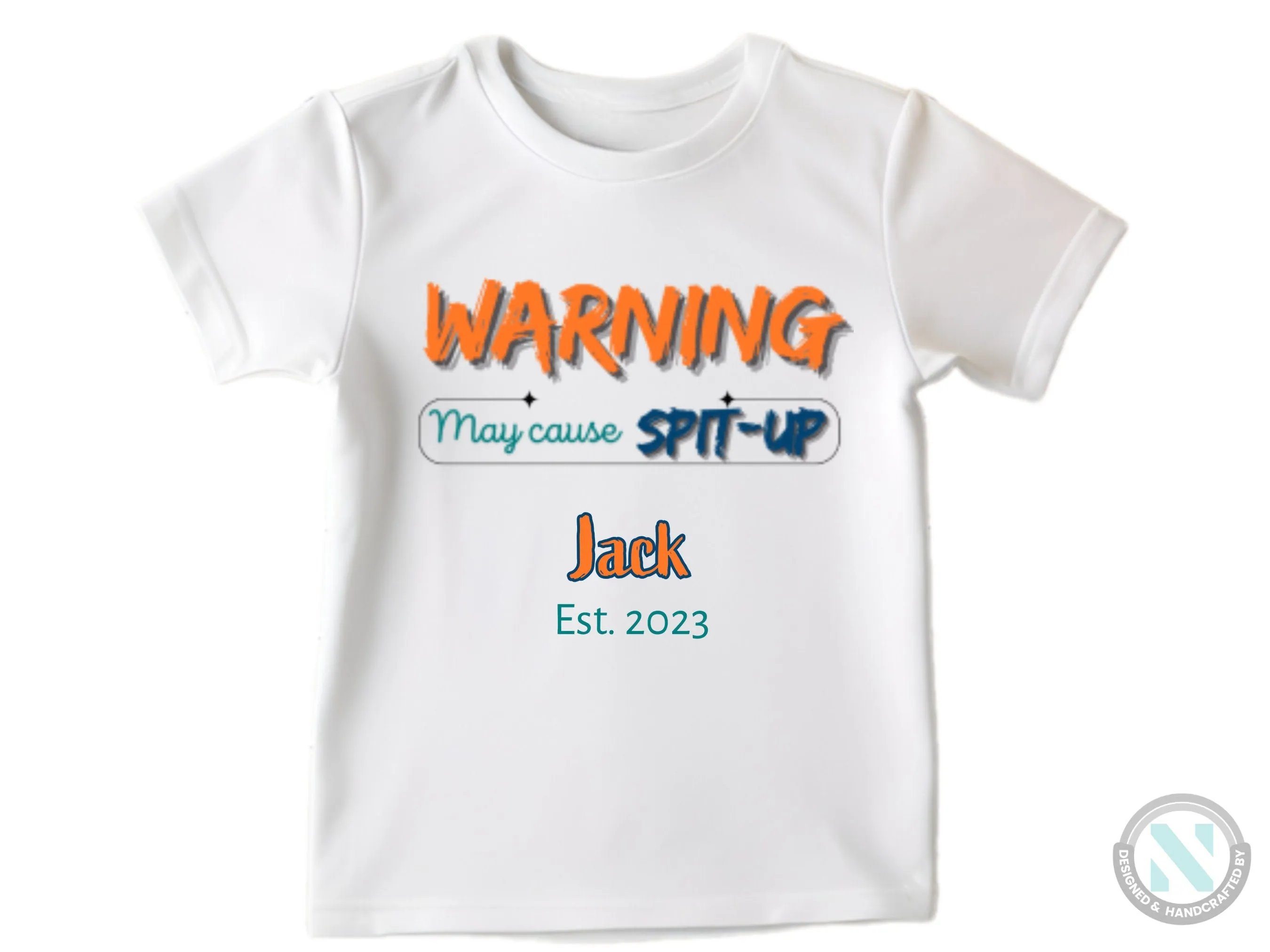 Custom Name And Date Long Sleeve Baby Bodysuit for Boy with "Warning May Cause Split-Up"