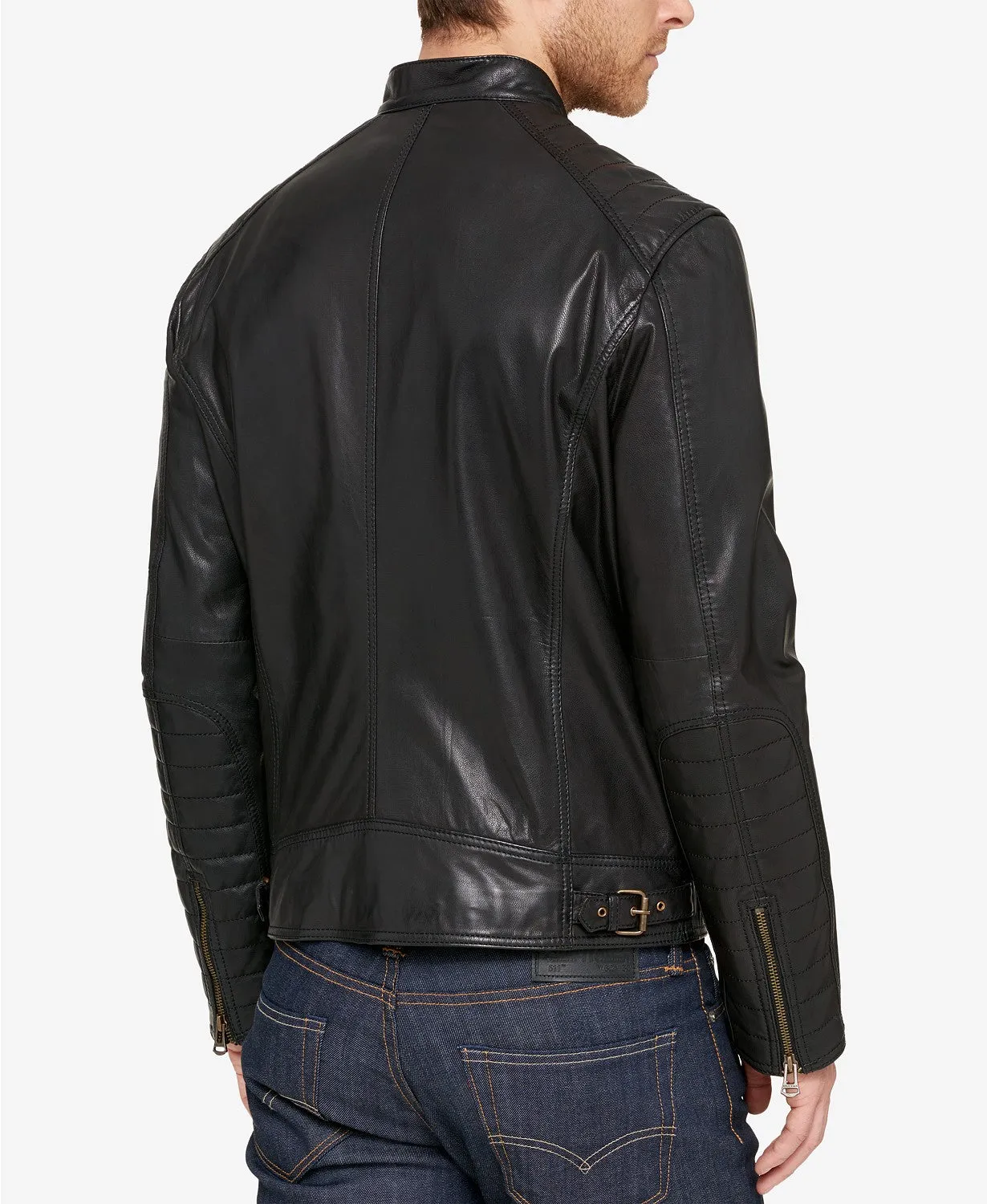 Cuty Black Leather Jacket Men Biker Motorcycle