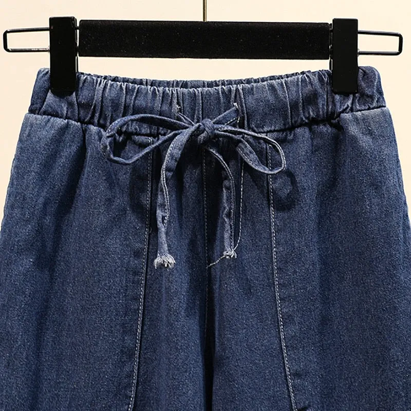 Denim Straight Leg Pants Trousers